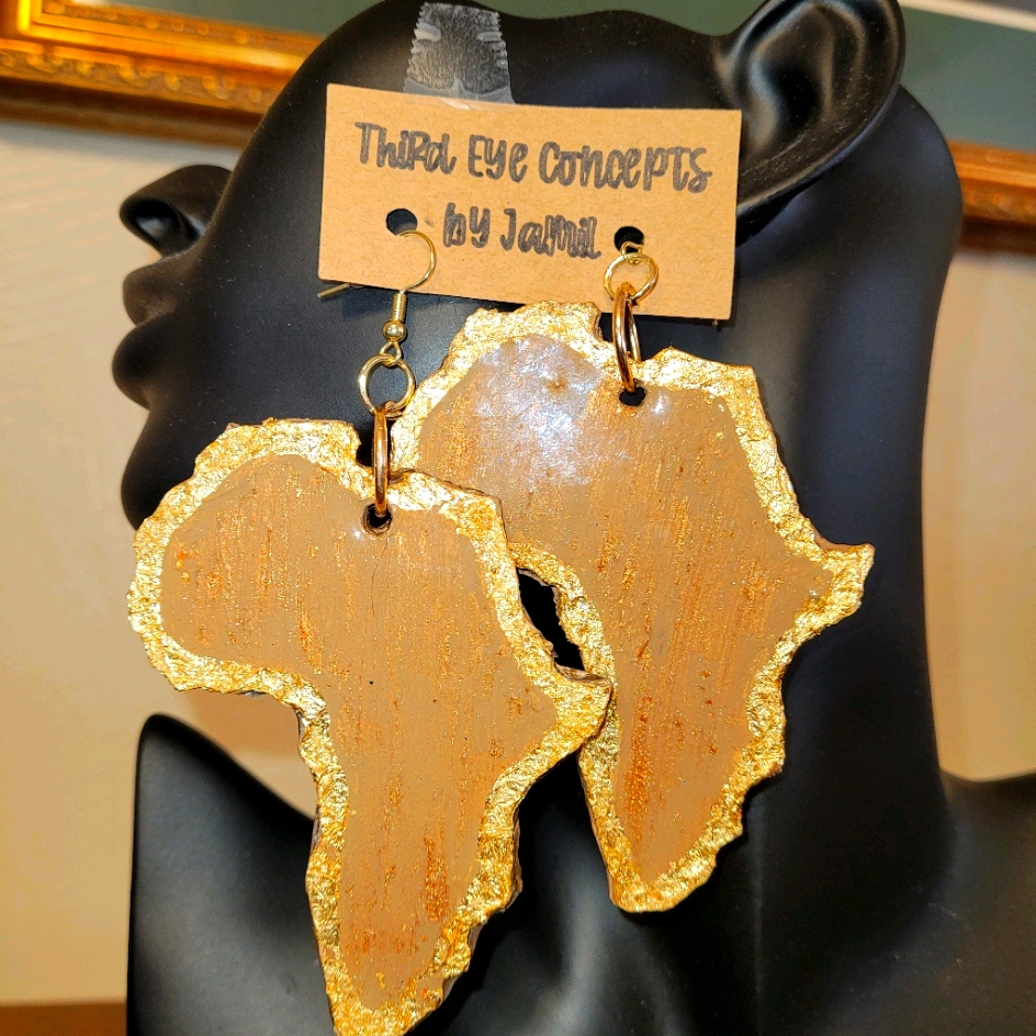 Wooden/Resin Africa Earrings